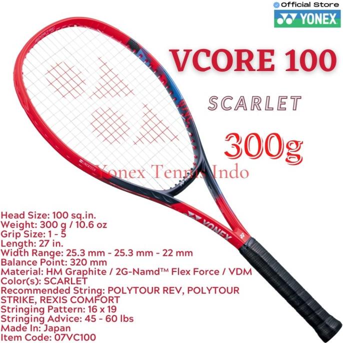 Jual Yonex Vcore 100 300 Gram Scarlet Racket Tennis Bloomsforyouuu