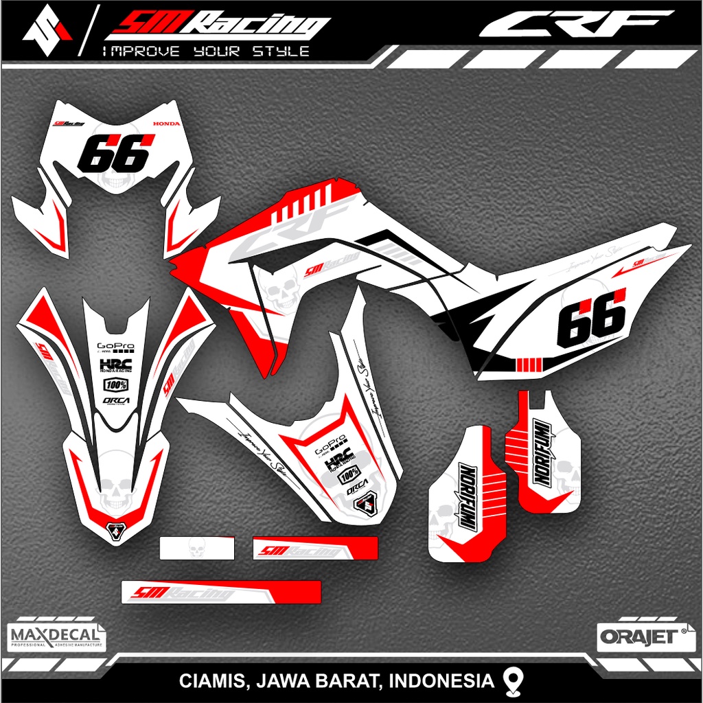 Jual Decal Crf Putih Merah Hitam Full Body Keren Super Glossy Bebas ...