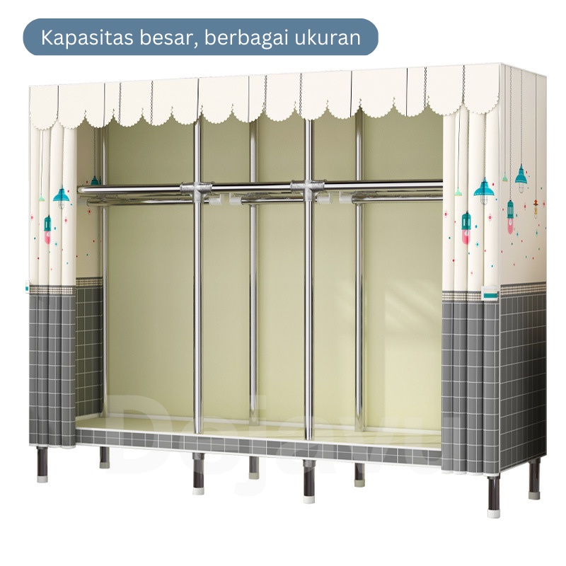 Jual Dejavu Lemari Pakaian Susun Portabel Tirai Anti Debu Rak Baju ...