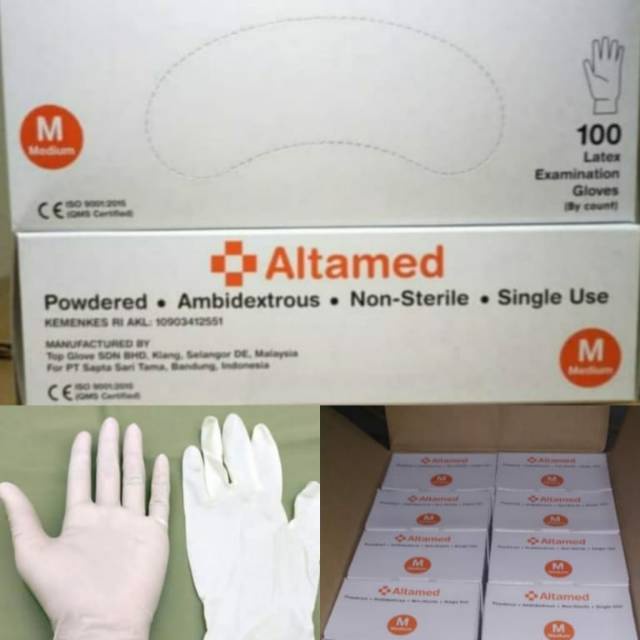 Jual PROMO Altamed Latex Glove - Sarung Tangan Latex powder Altamed ...