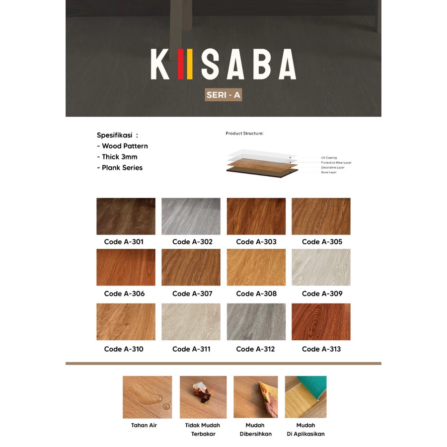 Jual Vinyl Floor Tile 3mm / Kisaba Lantai Vinyl Motif Kayu / Vinyl ...