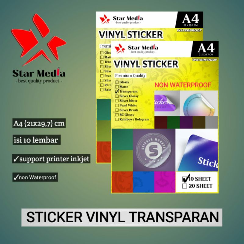 Jual Kertas Sticker Vinyl Transparan 150 GSM A4 Isi 20 Lembar / Stiker ...