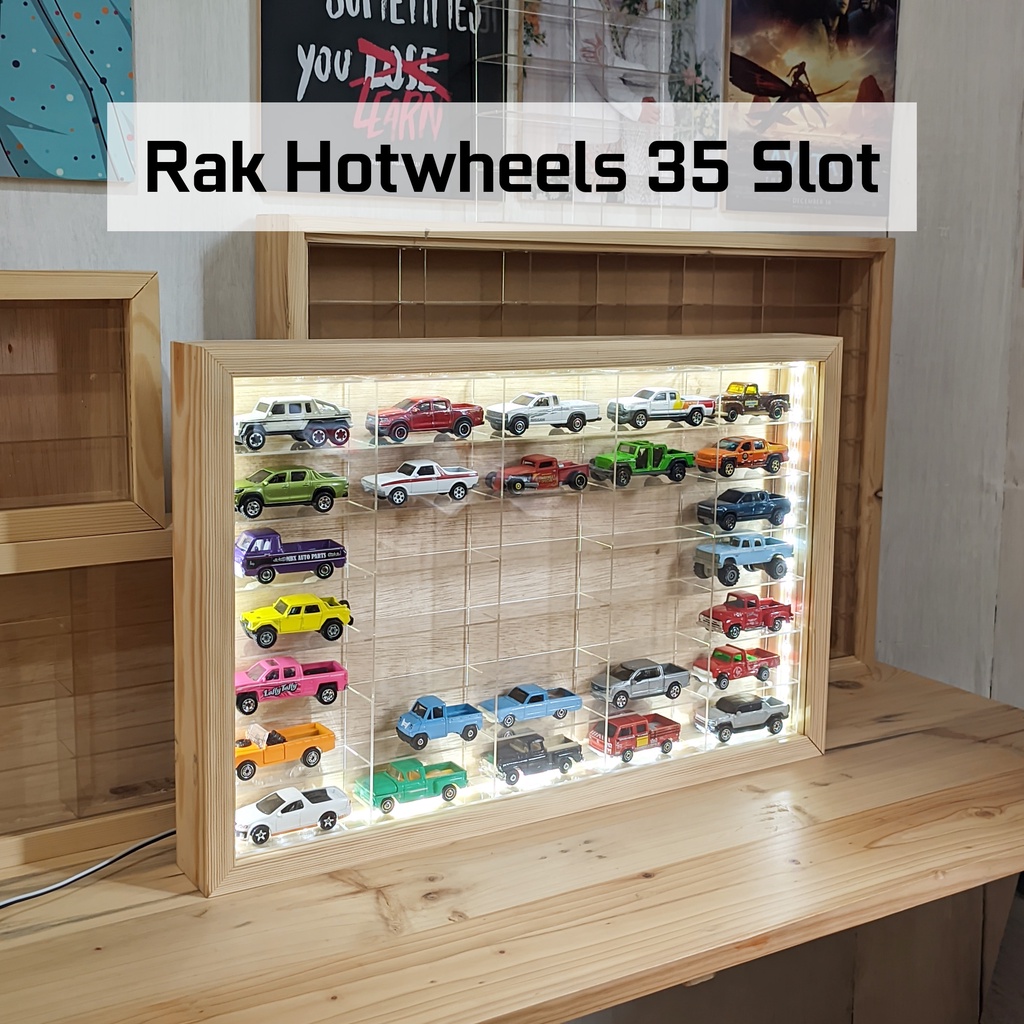 Jual 35 Slot Rak Hotwheels Premium solid Kayu Jati Belanda dan Akrilik ...