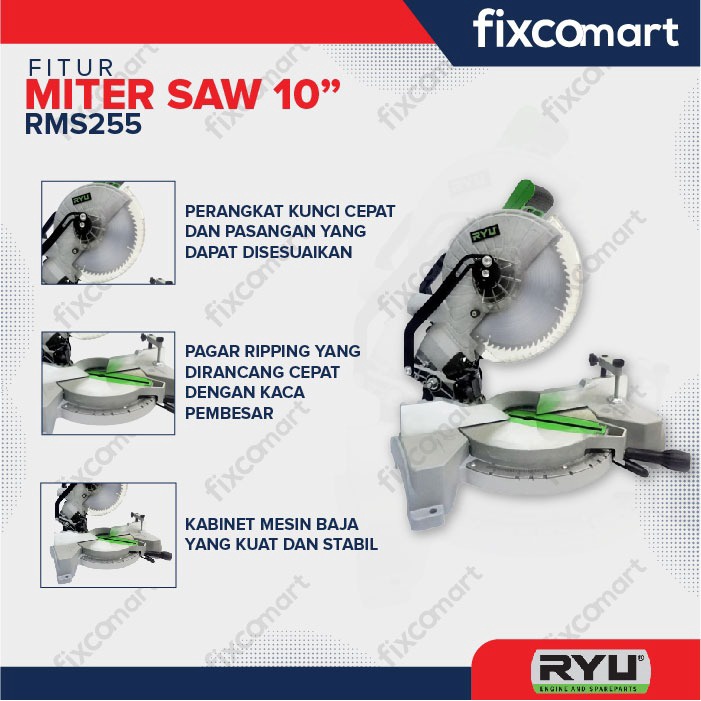 Jual RYU Mesin Potong Aluminium Miter Saw Ryu Rms 255 10 Inchi | Shopee ...