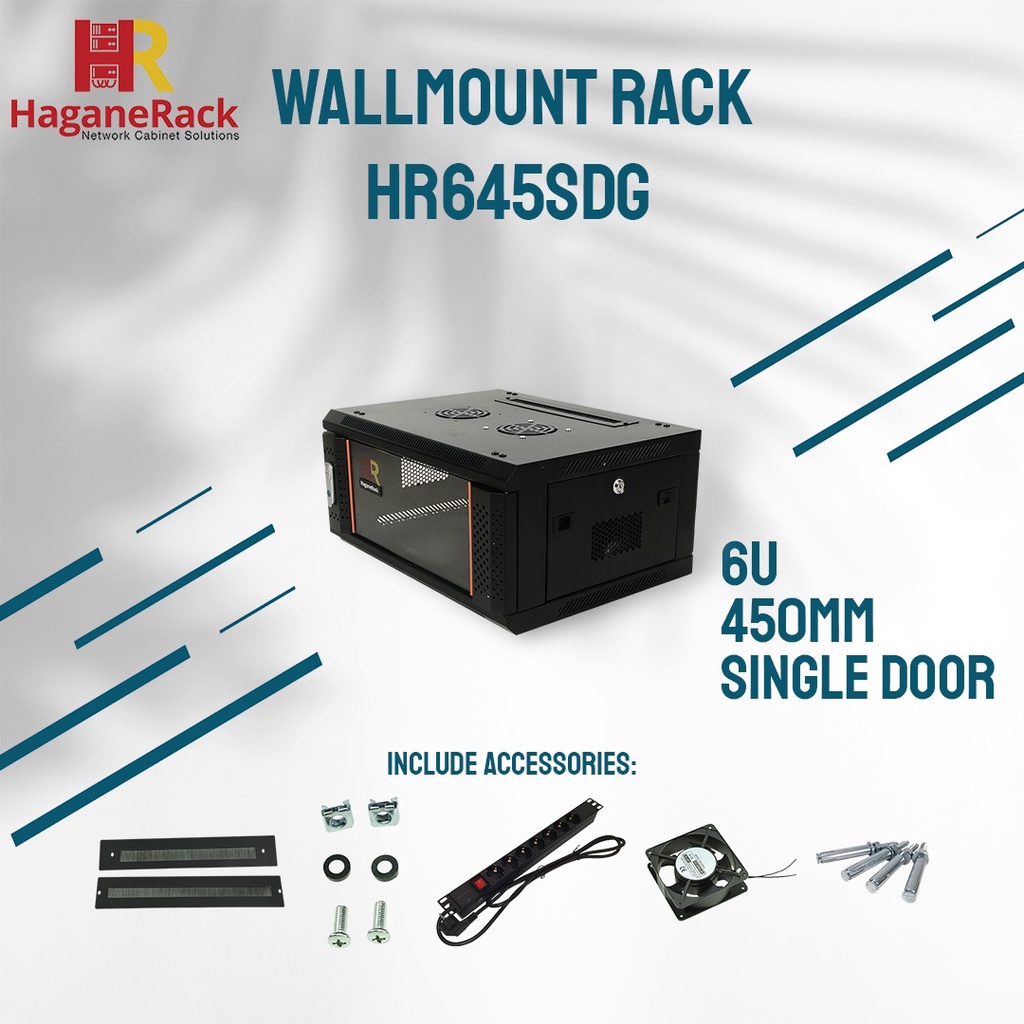Jual Hagane Rack Server Wallmount Rack 6U Depth 450mm - HR645SDG ...