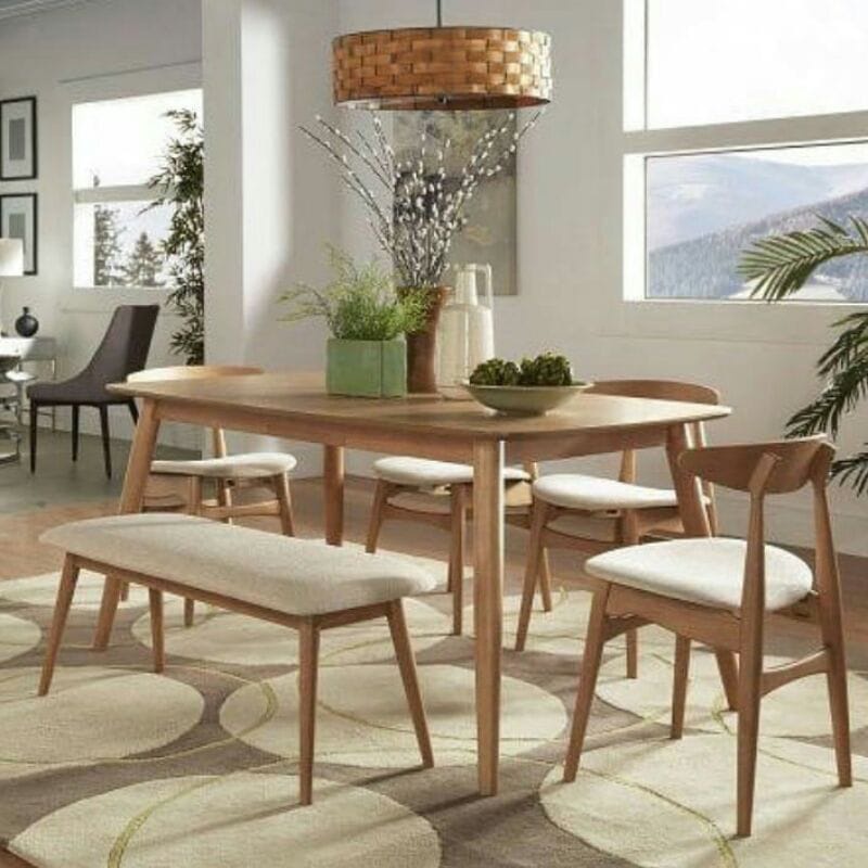 Jual Set Meja makan Minimalis Cafe Kursi 4 +Bench Kayu Jati(Tebal Meja ...