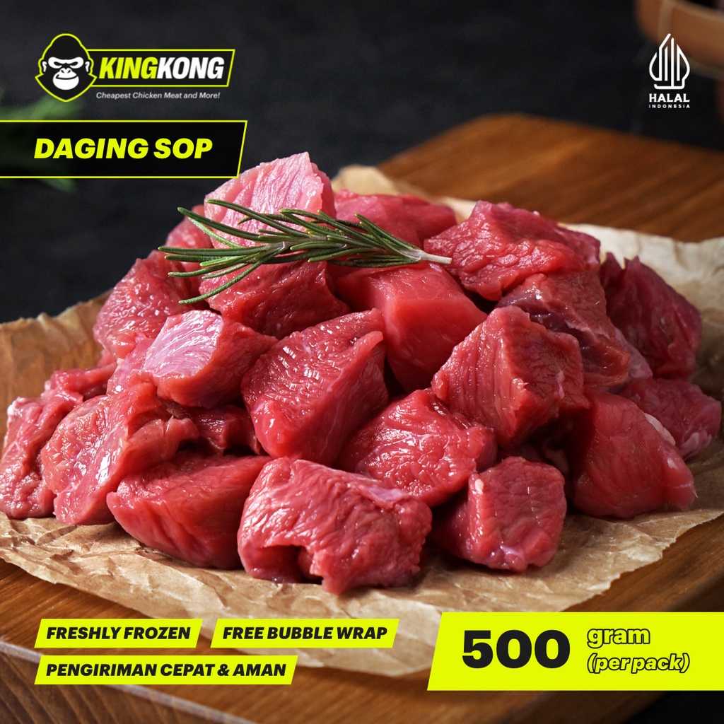 Jual Daging Sapi Potongan Dadu Sop Lokal Freshly Frozen 500 Gram