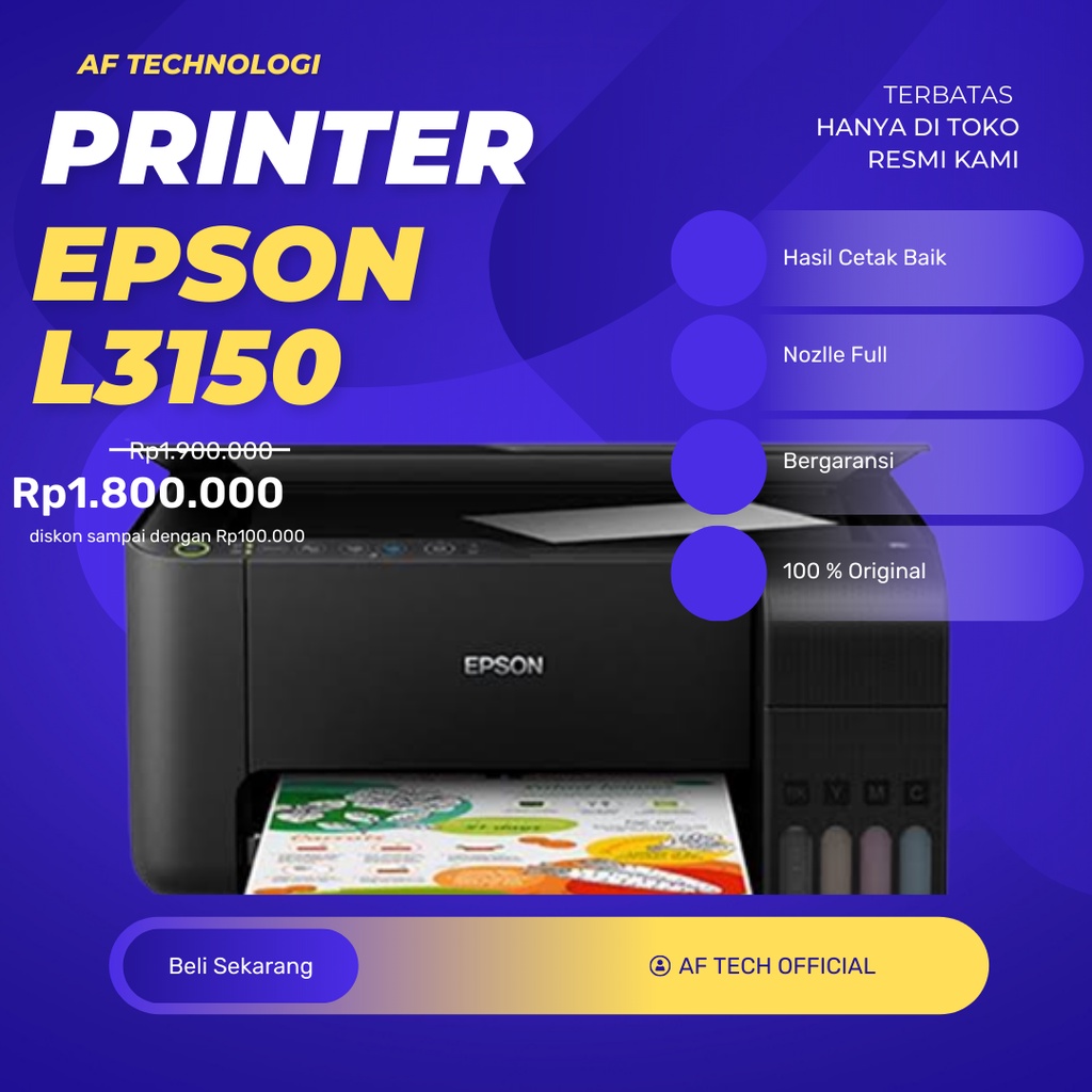 Jual Printer Epson L3150 Ecotank All In One Print Scan Copy Wi Fi Wireless Bergaransi Shopee 5752