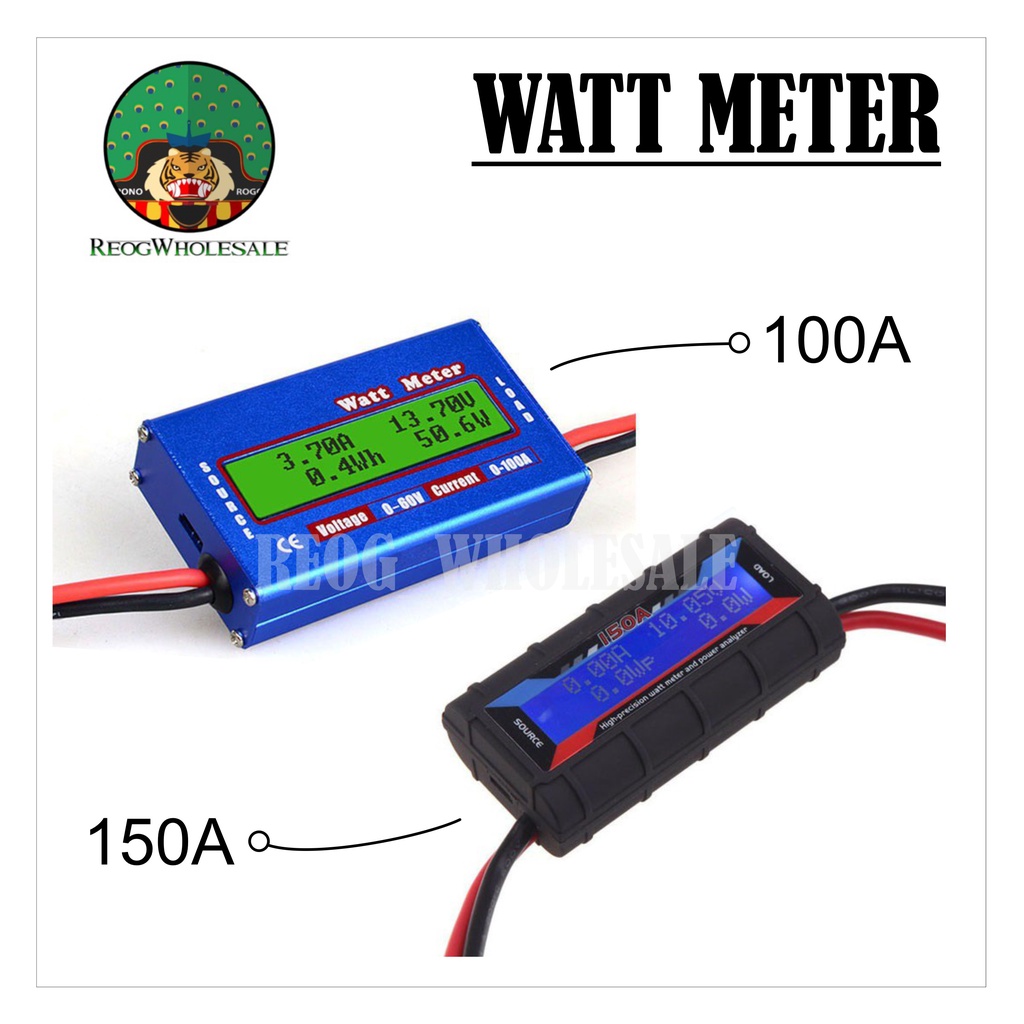 Jual Watt Meter DC 60V 100A 150A Digital LCD Display Lipo Battery Power