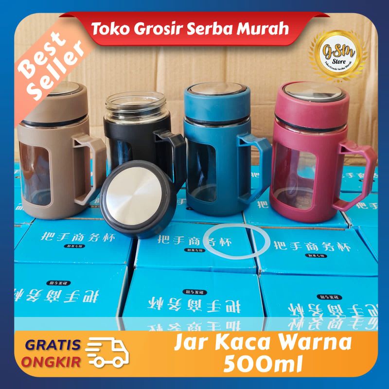 Jual Jar Kaca Warna 500ml Botol Mug 500 Ml Cangkir Kaca Warna Shopee Indonesia 5194