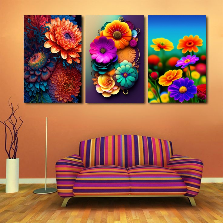 Jual Hiasan Dinding Gambar Bunga Ukuran 47x31 Dekorasi Hiasan Cetak