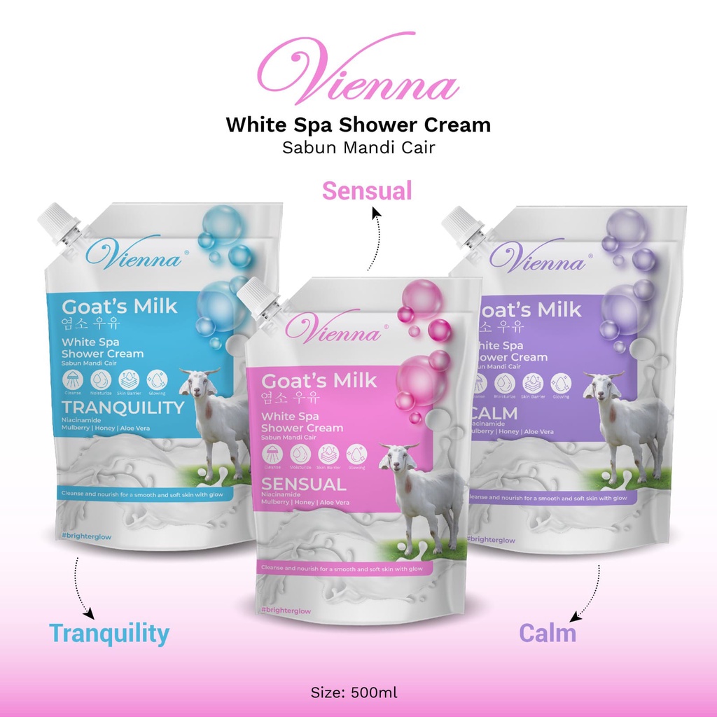 VIENNA WHITE SPA SHOWER CREAM REFFIL 500ML-SABUN MANDI VIENNA GOATS MILK SACHET