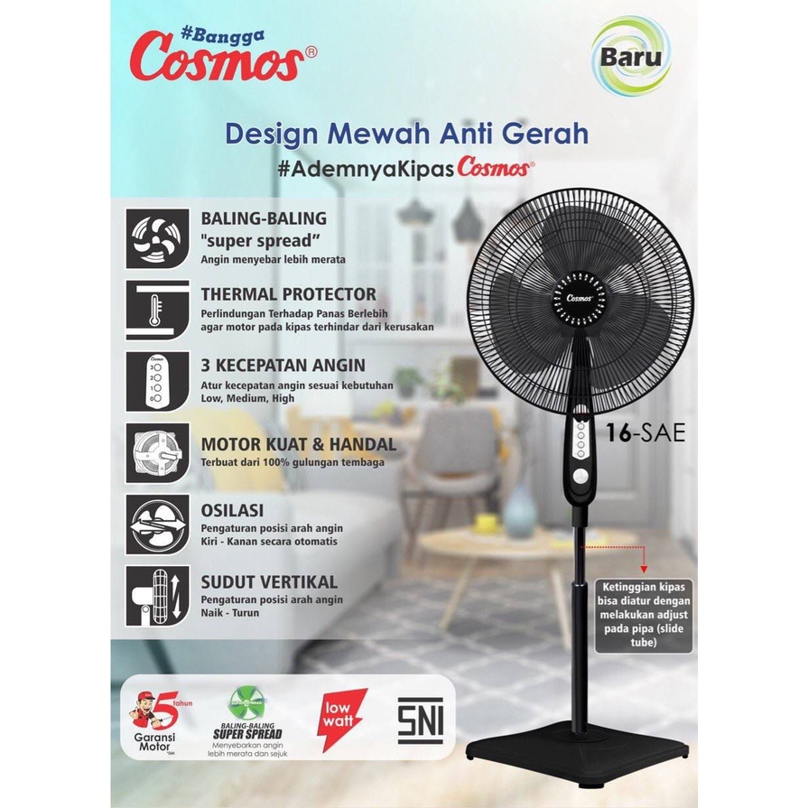 Jual Standfan Kipas Angin Berdiri Cosmos 16 Sae Kaki Kotak Garansi Resmi Shopee Indonesia 6956