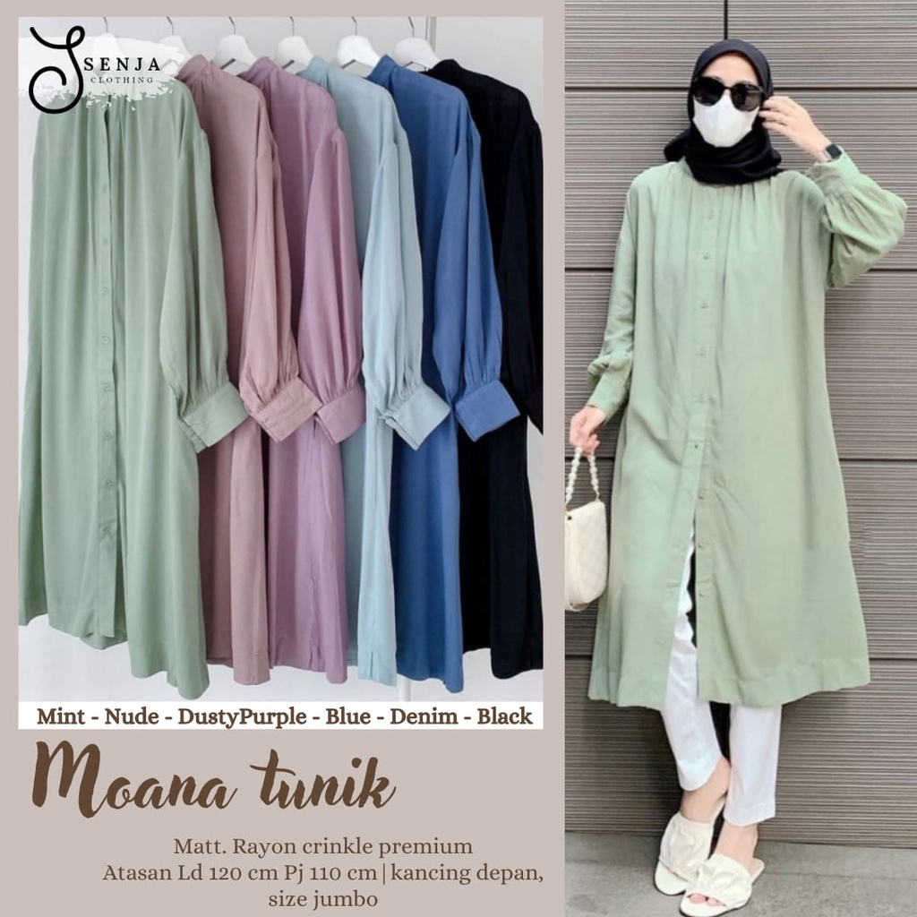 Jual MOANA Tunik rayon crinkle premium nyaman adem look santai outer ...