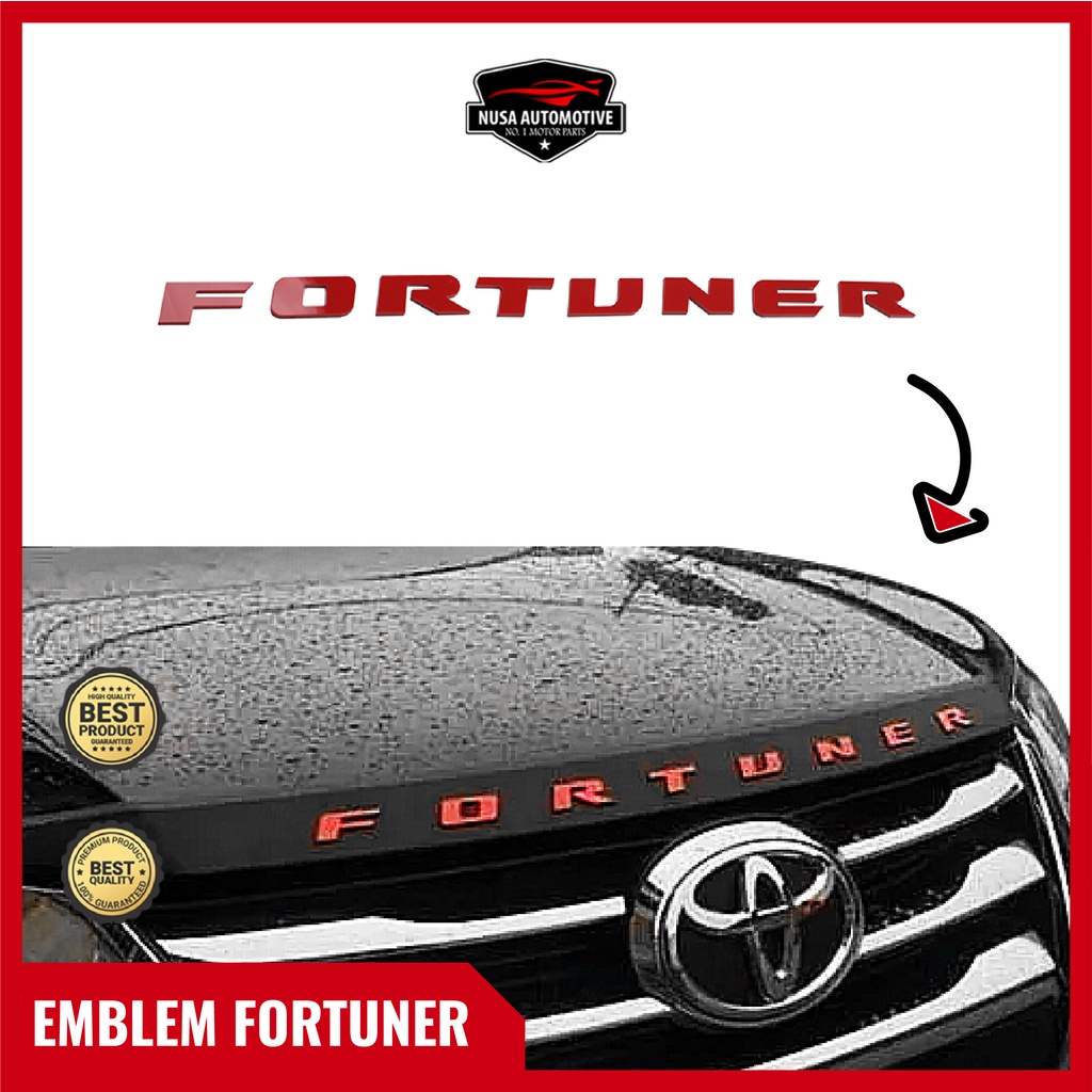 Jual Emblem Cup Mesin Fortuner Hitam Dan Merah Emblem Hood Fortuner Emblem Fortuner Kap Mesin