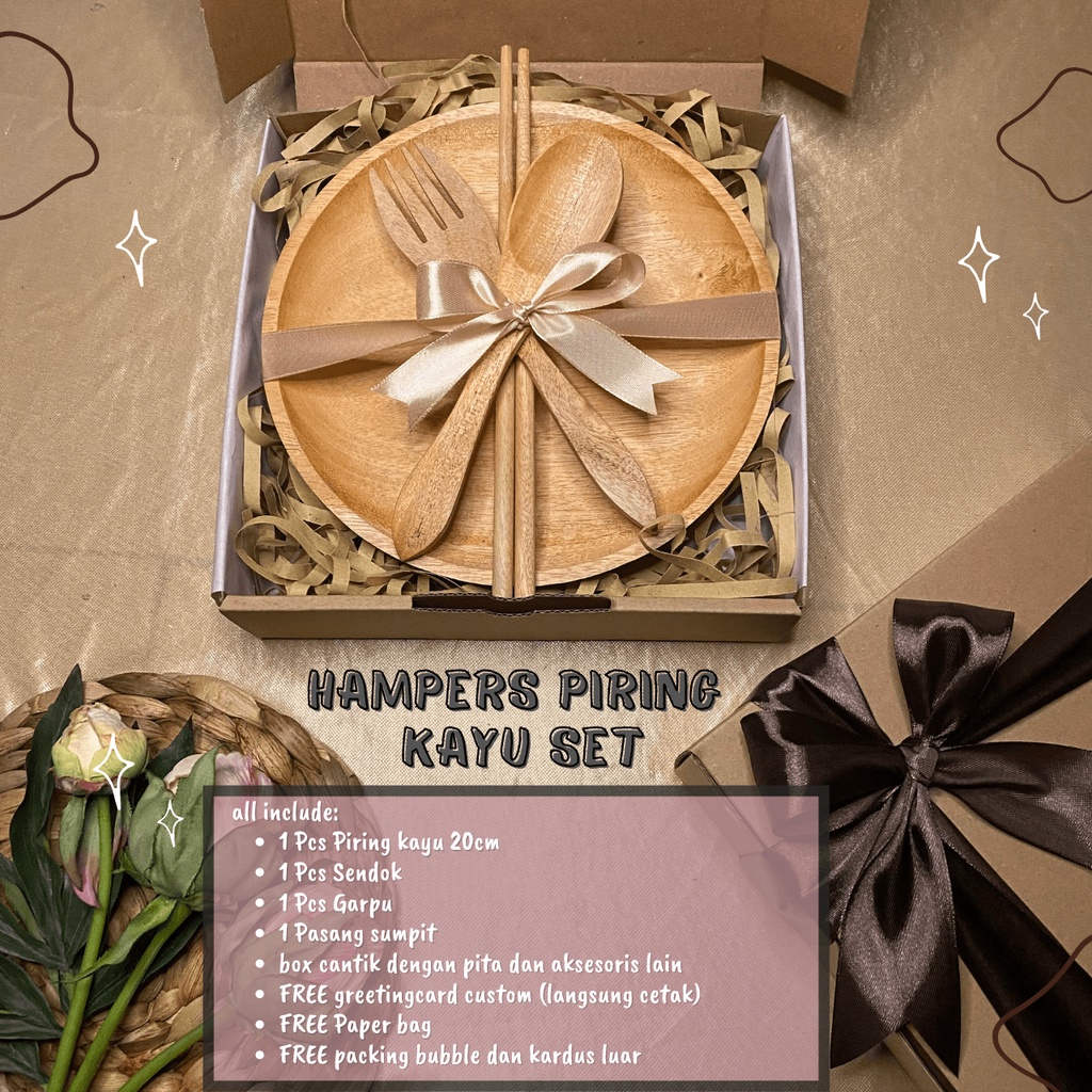[ HAMPERS PIRING KAYU SET ] KADO HADIAH ALAT MAKAN SET LEBARAN PUASA PREMIUM ULANG TAHUN WISUDA GRADUATION PERNIKAHAN WEDDING BIRTHDAY