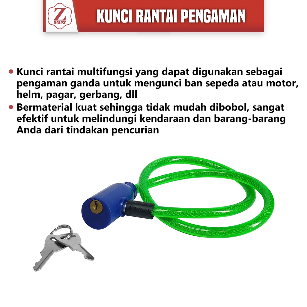 Jual Kunci rantai 64cm/ kunci rantai pengaman Gembok plus kunci ...