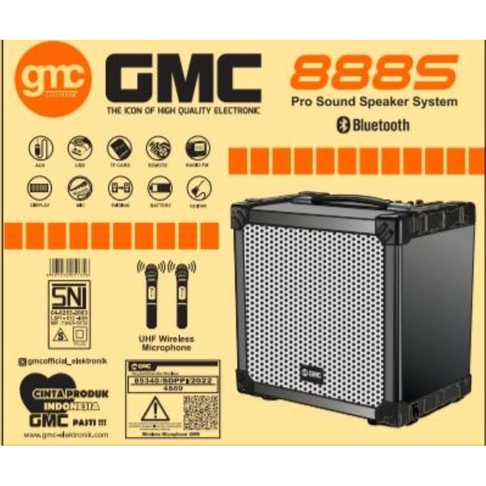 Jual GMC 888S SPEAKER KARAOKE BLUETOOTH 10 INCH WITH 2 MIC WIRELESS