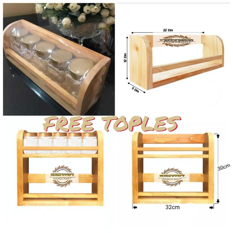 Jual Rak Bumbu Kayu Jati Belanda Free Toples Rak Serbaguna Rak Kayu