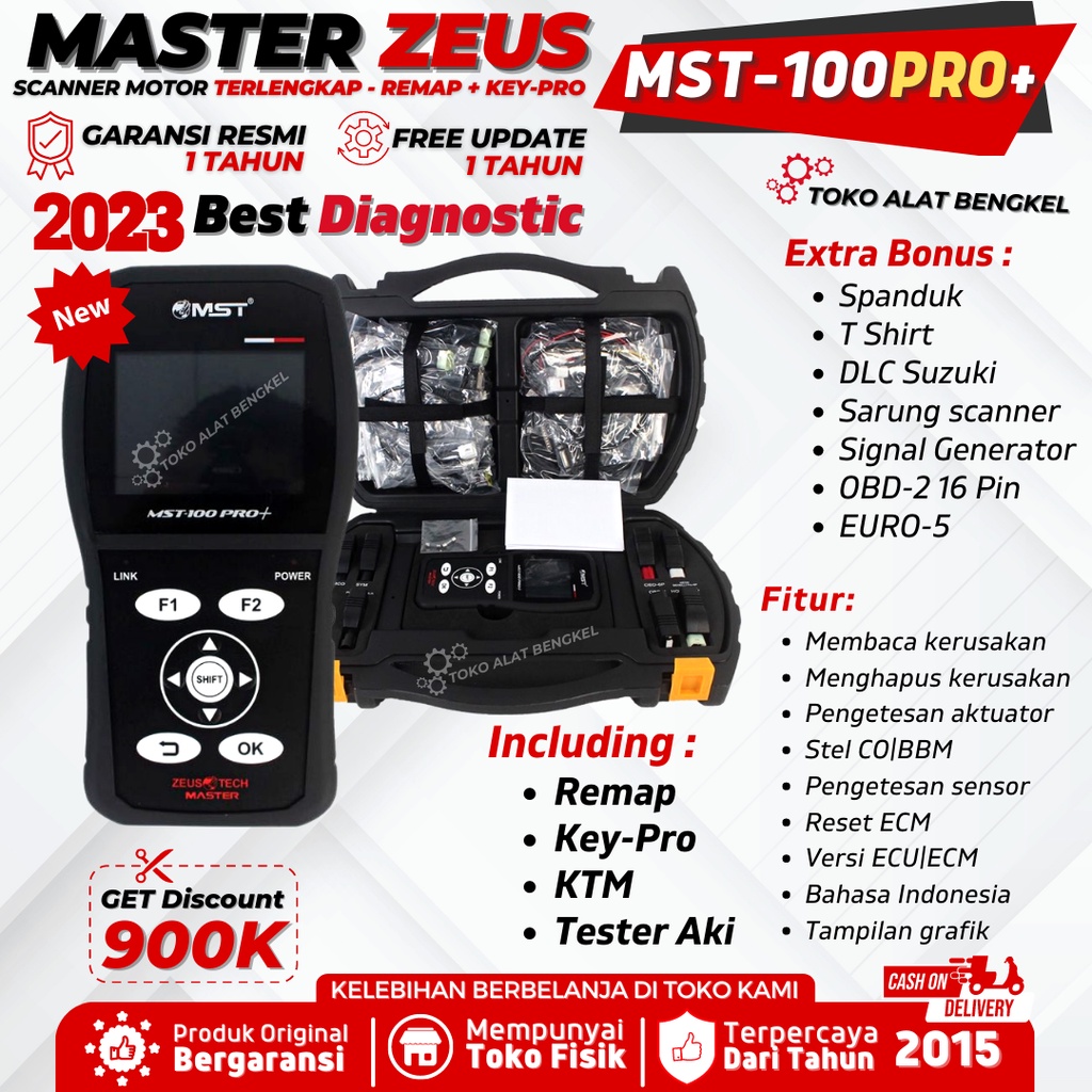 Jual Scanner Motor Injeksi Universal ZEUS MST100PRO+ Remap ECU & KEYPRO ...
