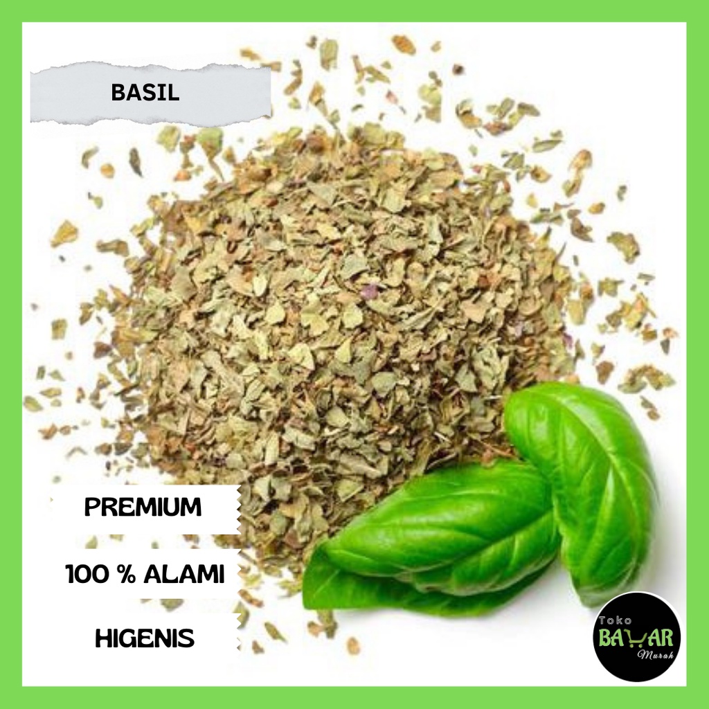 Jual Basil 50 Gram / Daun Basil Kering / Dried Basil Leaves / Rempah