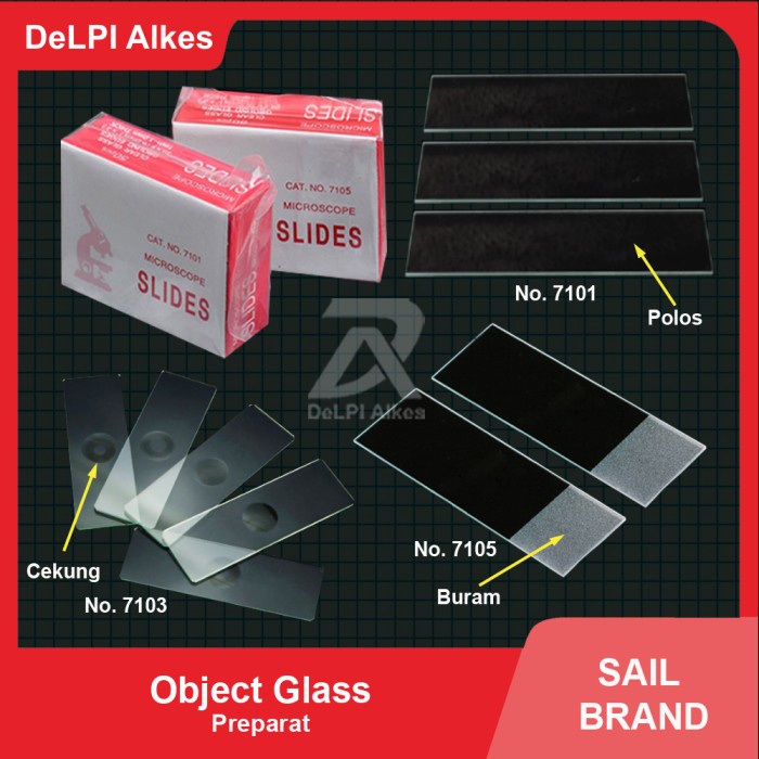 Jual Object Objek Glass Kaca Preparat Type No 7101 7103 7105 Merk Sail Brand Pack Isi 50 Dan 6639