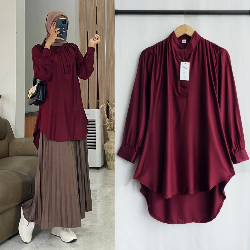 Kalina Tunik Wanita Rayon Twill Nyaman Manset