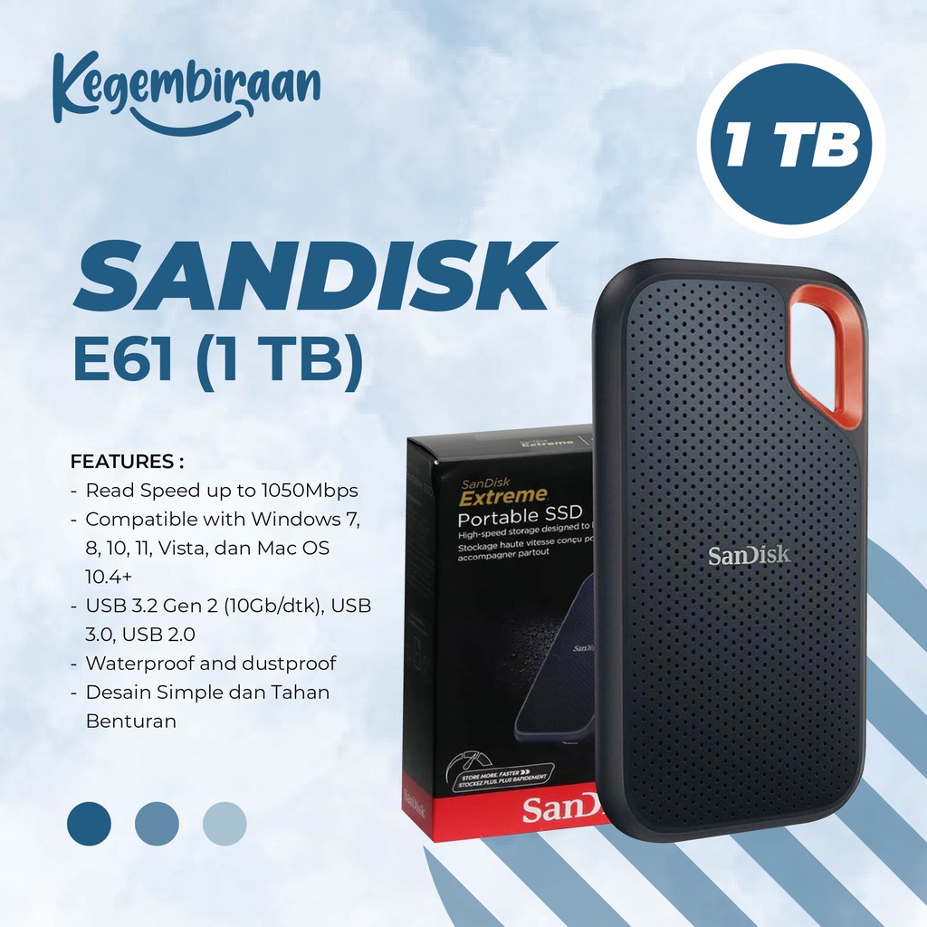 Jual Sandisk E61 Extreme Pro Portable Ssd 1tb External Eksternal Original Shopee Indonesia 7910