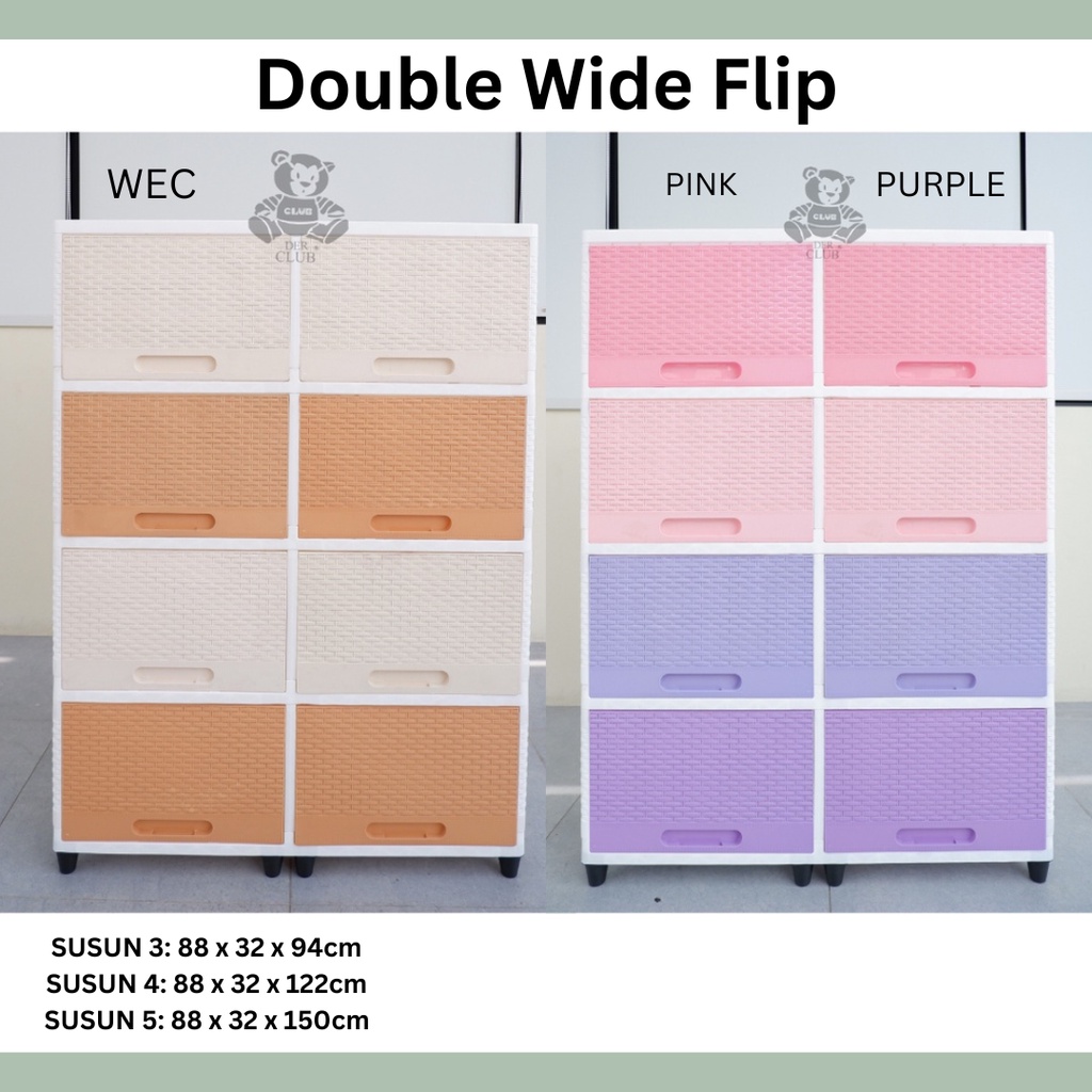 Jual Lemari Plastik Double Wide Flip Susun 3, Susun 4, Susun 5 Rak ...