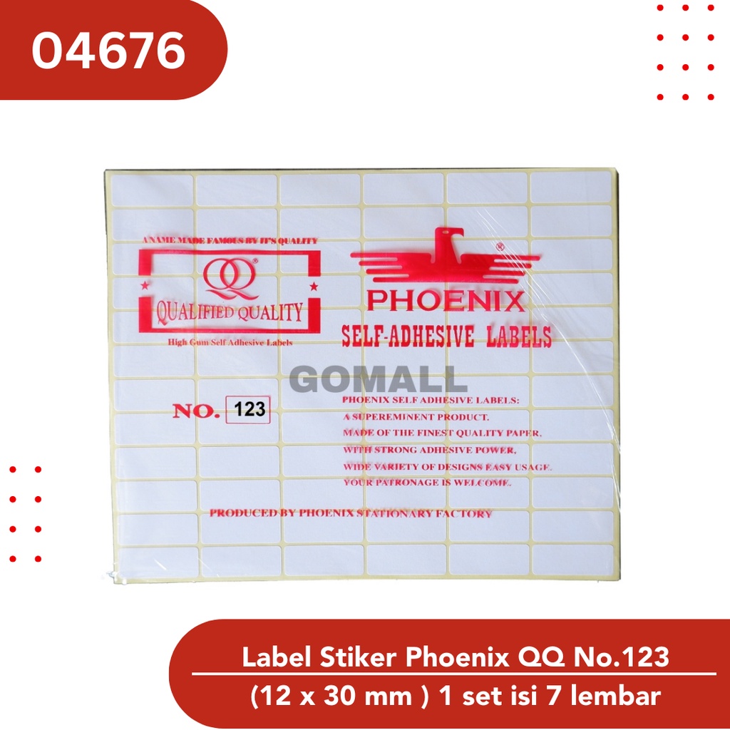 Jual Label Stiker Phoenix QQ No.123 Kertas Harga Nama Undangan 12 x 30 ...