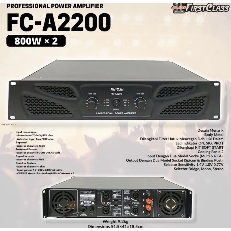 Jual Free Packing Kayu POWER AMPLIFIER FIRSTCLASS 2200 / 2400 | FCA ...