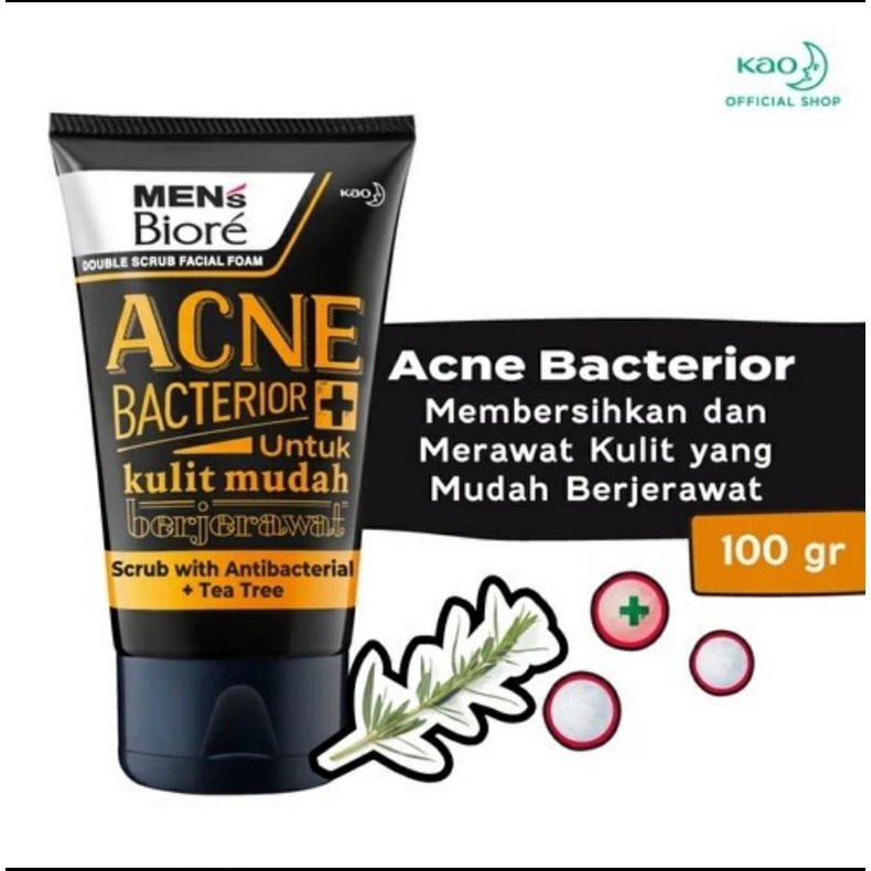 Jual Mens Biore Double Scrub Facial Foam Acne Bacterior Shopee Indonesia