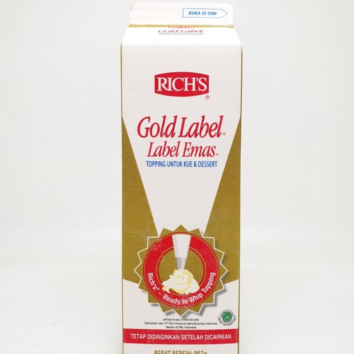Jual RICHS RICH'S GOLD LABEL WHIPPING CREAM WHIPPED WHIP CREAM 1 LITER