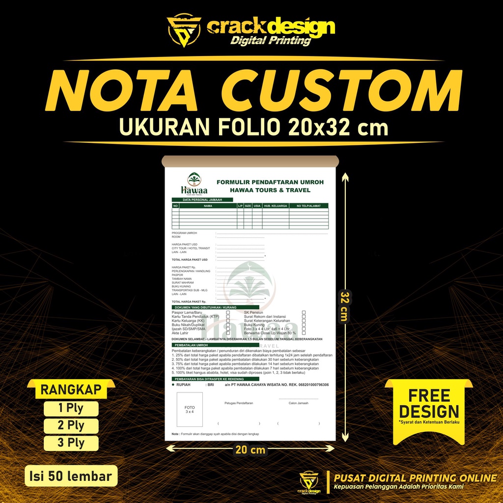 Jual Cetak Nota Grosir Ukuran Folio A Nota Toko Nota Olshop Nota Bon Kwitansi Invoice