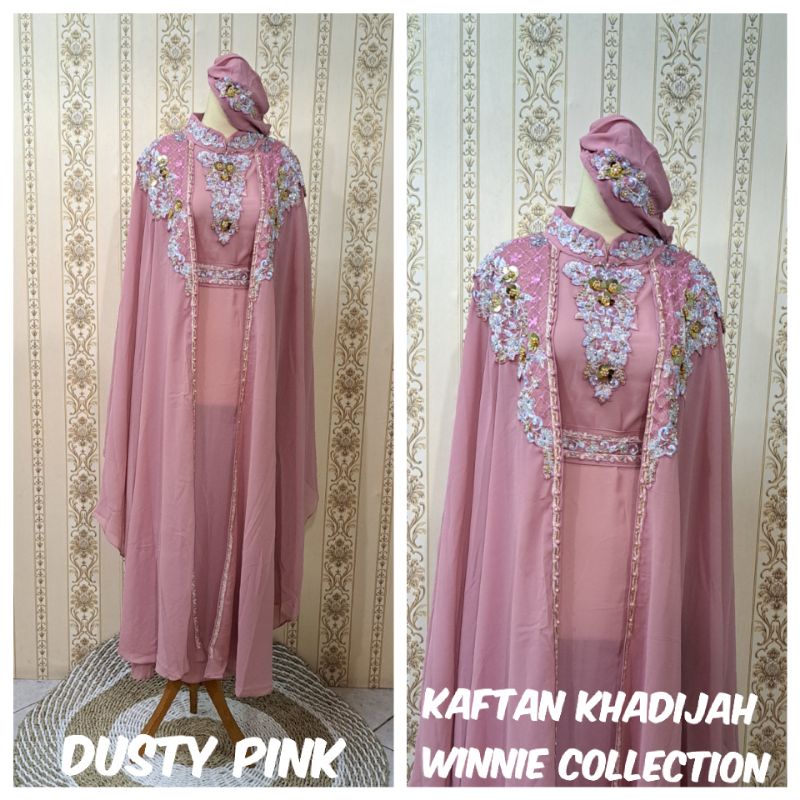 Kaftan Khadijah NEW Original Ceruty Bordir Payet TURBAN FREE  INNER(MEWAH)All size fit to
