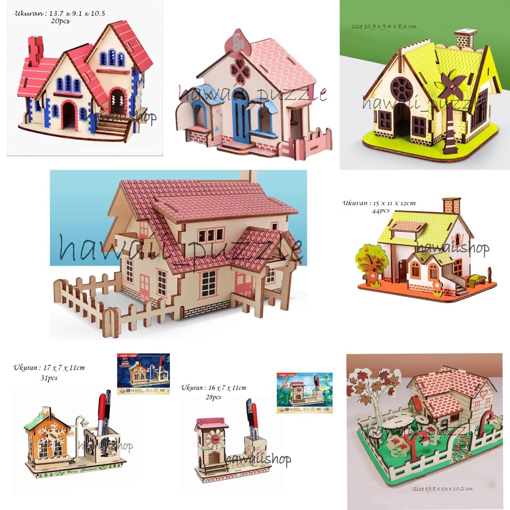 Jual Puzzle 3D DIY Bahan Kayu Model WESTERN STYLE COTTAGE Mainan Puzzle ...