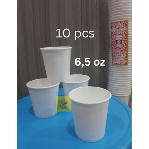 Jual Paper Cup 6,5 oz - Cup Kertas Putih Polos - isi 10 pcs | Shopee ...
