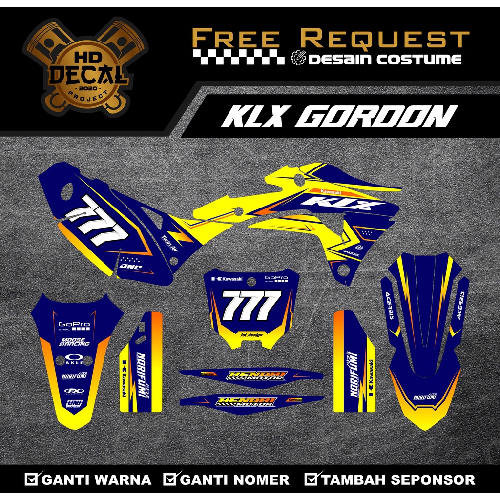 Jual DECAL STICKER/LIST VARIASI KLX GORDON FULL BODY DESAIN BISA ...