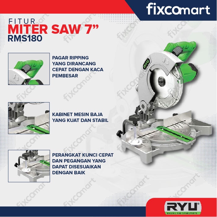 Jual RYU Miter Saw Ryu Rms180 7