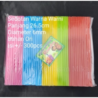 Jual [1 PACK] Sedotan 7mm X 26cm Warna Warni Kombinasi / Sedotan