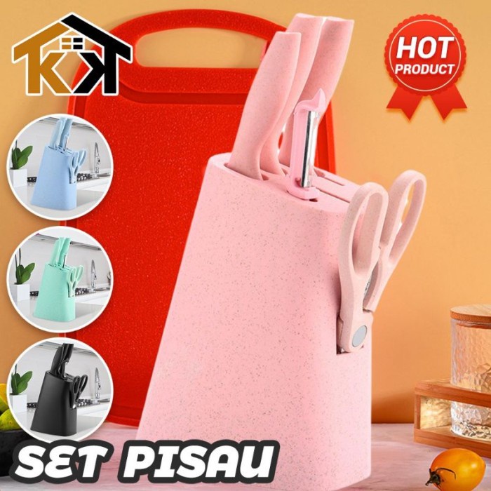 Jual PISAU DAPUR 6 SET IN 1/kitchen KNIFE SET 6 IN 1 DENGAN WADAH