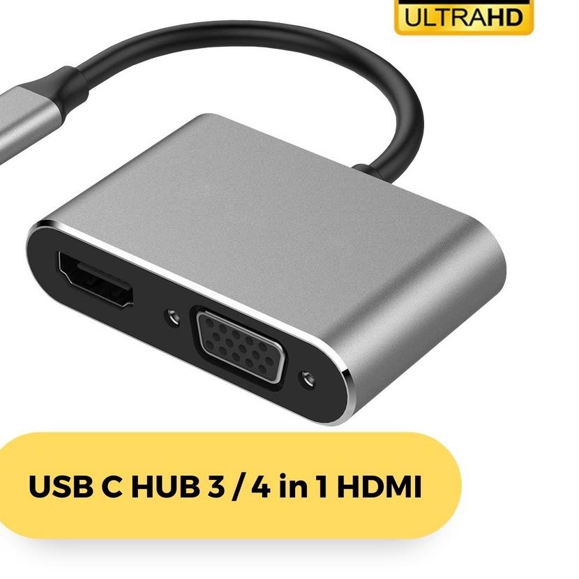 Jual Type C Hub to 1080P 4K HDMI+USB Converter Adapter 4 in 1, 3 in 1 ...