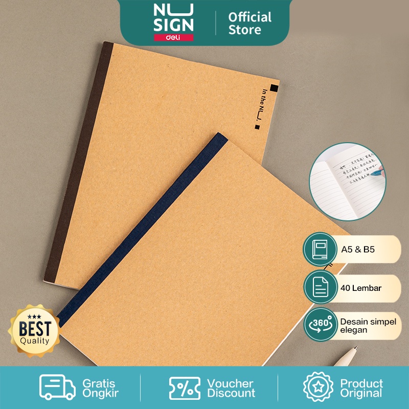 Jual Nusign Notebook / Buku catatan binding A5 B5 40 lembar Dibuka 180 ...