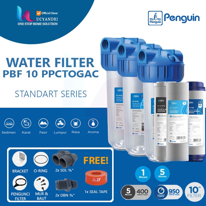 Jual PAKET FILTER AIR Tanah/Sumur Kotor & Berbau PENGUIN PP CTO GAC ...