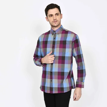 SF Kemeja Katun Flannel Blue Violet Unisex Kemeja Katun Flannel Premium Casual SOUTH FORMED