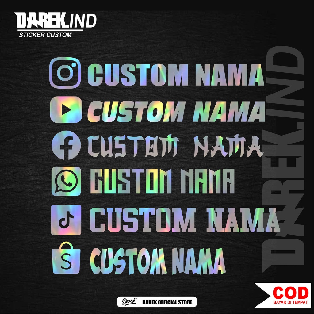 Jual Stiker Cutting Nama, Sticker Custom Nama Hologram, Stiker Jepang ...