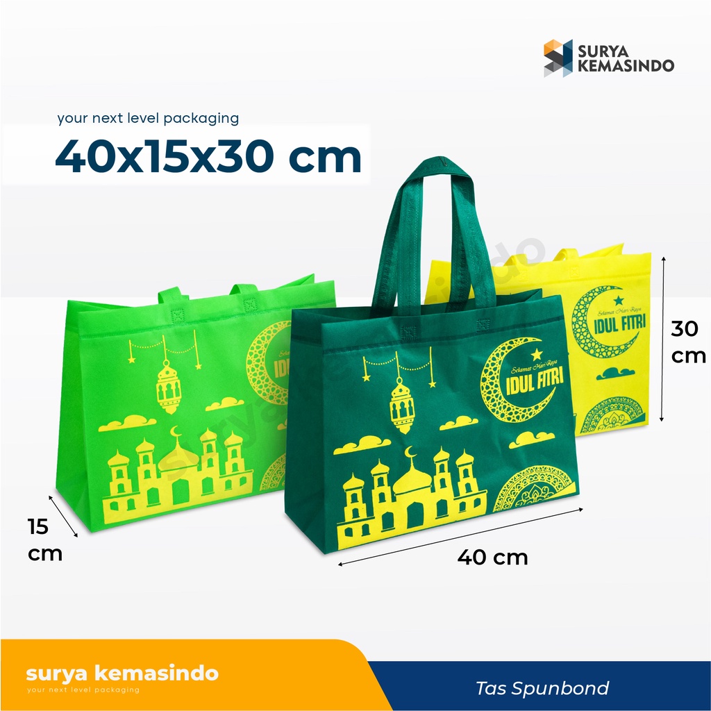 Jual Tas Spunbond 3d Idul Fitri 40x15x30 Cm Lebar Tasspunbond