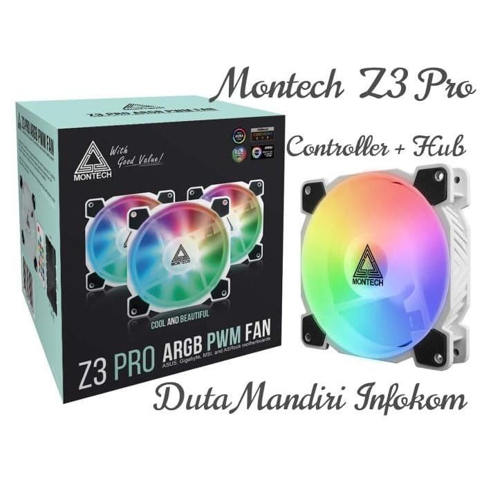 Jual Montech Z3 Pro Argb Pwm 3 In 1 Fan 12Cm - White 120Mm Gaming Fan ...