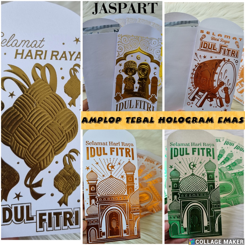 AMPLOP LEBARAN IDUL FITRI PREMIUM HOLOGRAM EMAS PANJANG