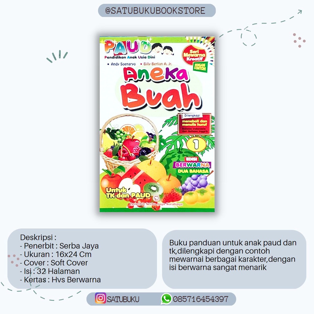 Jual Buku Anak Paud Kreatif Mewarnai Aneka BInatang Buah Jilid 1 ...